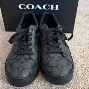COACH/MENS: Black and Gray Monogram Sneakers